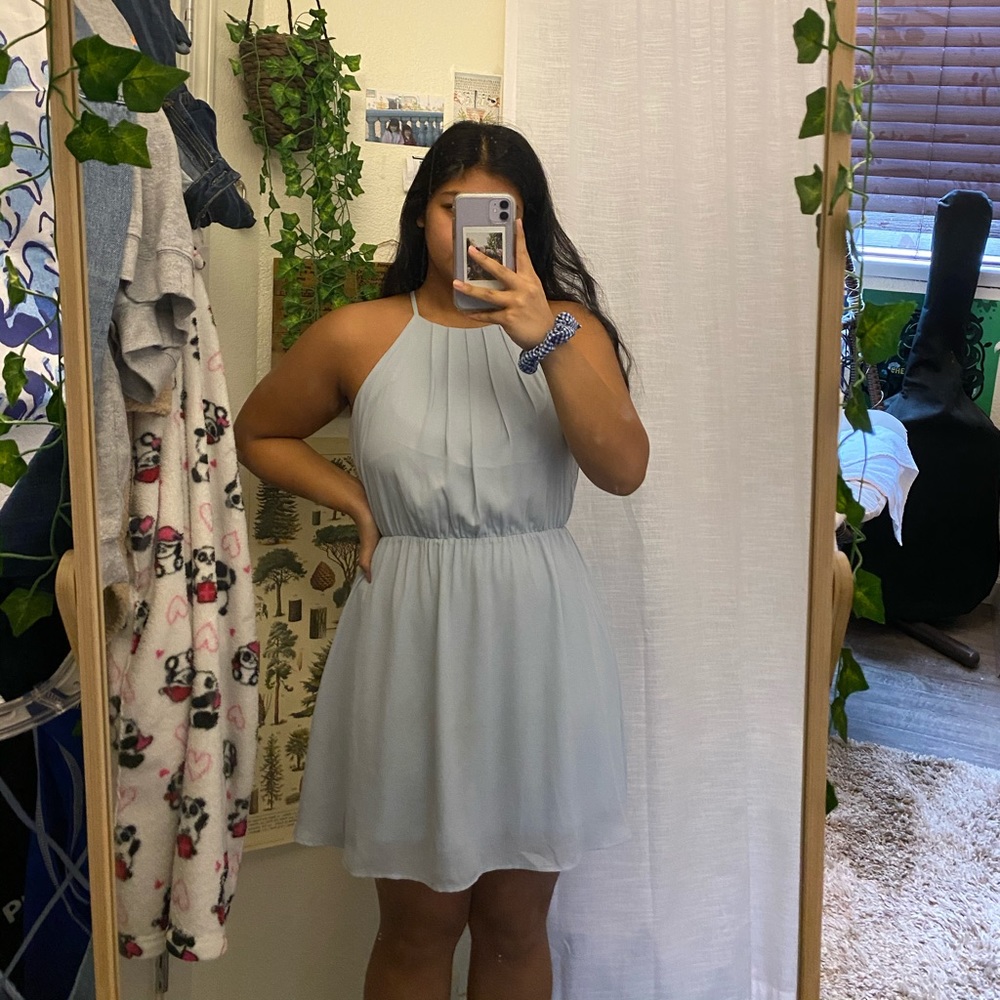 light blue halter dress